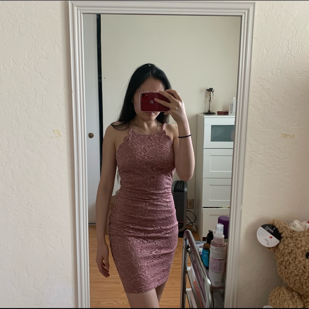 Pink lace dress